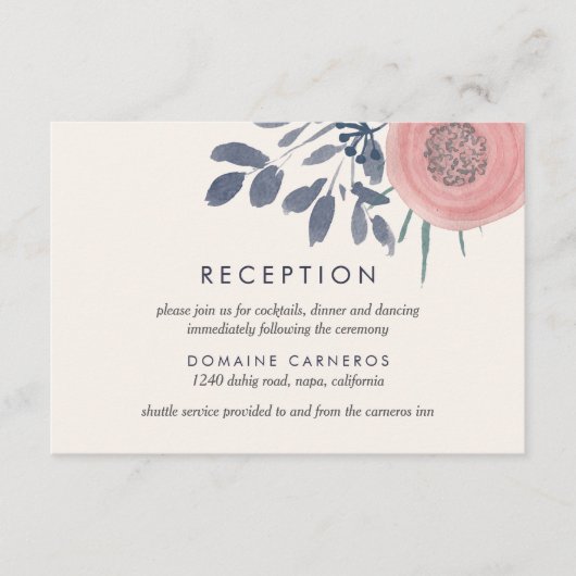 Blush Poppies bruiloft receptie Informatiekaartje (Voorkant)