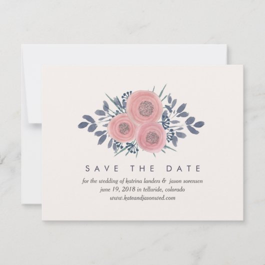 Blush Poppies Save the Date Cards w/Photo Backer (Voorkant)