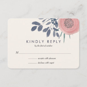 Blush Poppies Wedding RSVP Reactie Kaartje