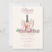 Blush Prosecco Pearls Bridal Shower Celebration Kaart (Voorkant)