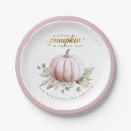 Blush Pumpkin Fall Baby Shower Paper Plates Papieren Bordje
