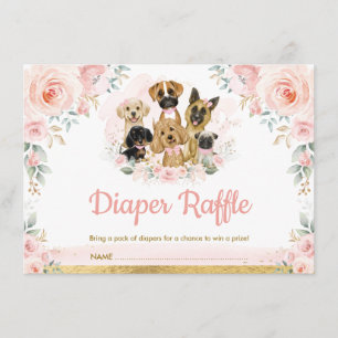Blush puppy Dogs Baby Girl Shower Daper Raffle Informatiekaartje