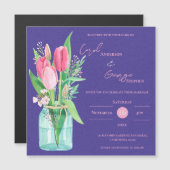 Blush & Purple Floral Mason Jar Wedding Invitation (Devant / Derrière)
