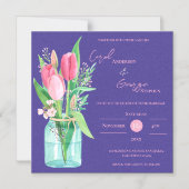 Blush & Purple Floral Mason Jar Wedding Invitation (Recto)