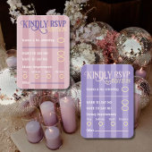 Blush & Purple Spring Disco RSVP Wedding Informatiekaartje
