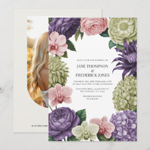 Blush Quartz, Soft Sage & Cloud Mauve Bruiloft Kaart