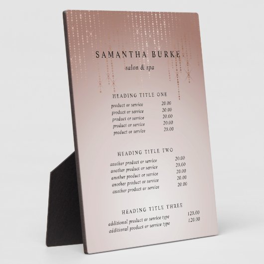 Blush Rain | Weergave van prijzen en services Fotoplaat (Zijkant)