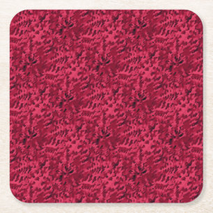 Blush Red Camouflage Patroon Vierkante Kartonnen Onderzetter