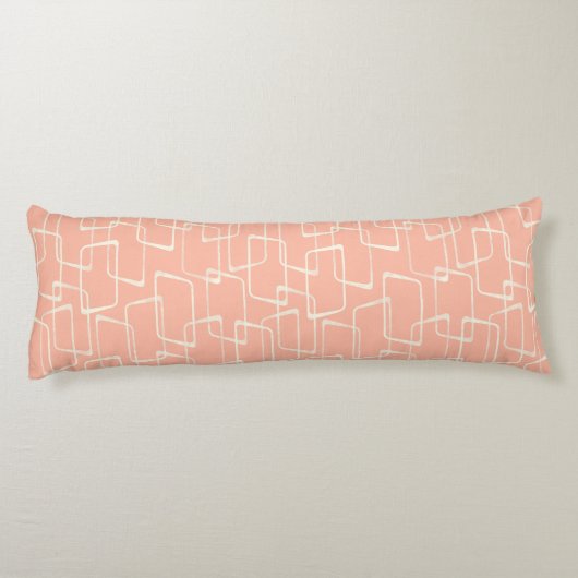 Blush Retro Lino Print geometrisch patroon Lichaamskussen (Achterkant)