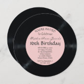 Blush Retro Vinyl Record Anniversaire Invitation (Devant / Derrière)