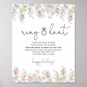 Blush Ring Hunt Spel Bruiloftsshower Bloemenschild Poster