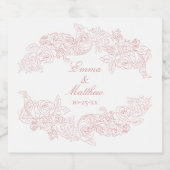 Blush Rococo Ornament Weddenschap Logo Sparkling Wijnetiket (Enkel label)
