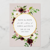 Blush Romance Folie Weddenschap Save the Date Card Folie Uitnodiging (Voorkant)