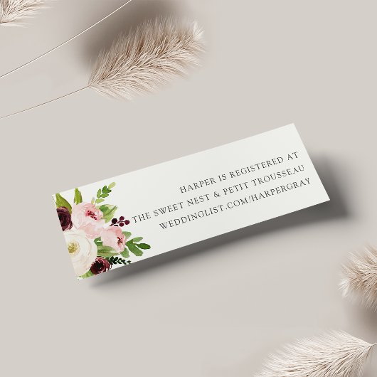 Blush Romance Registre des épouses Insérer des car