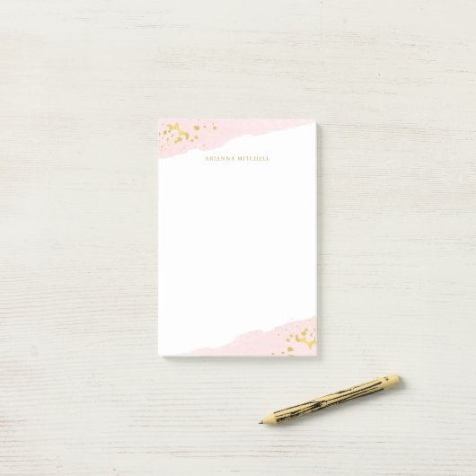 Blush Romance | Waterverf en goud Post-it® Notes (Op bureau)