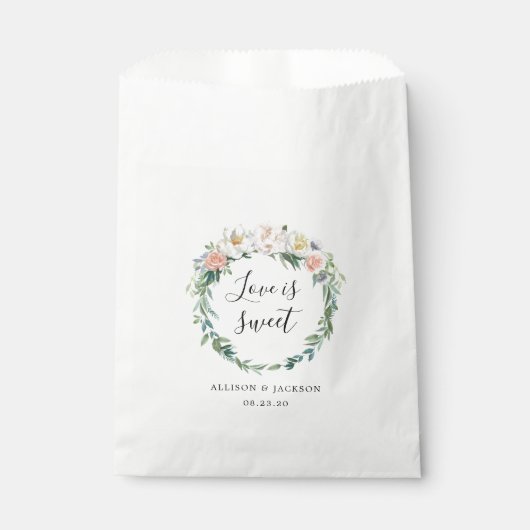 Blush Romantic Floral Treat Mariage Favor Sacs (Devant)