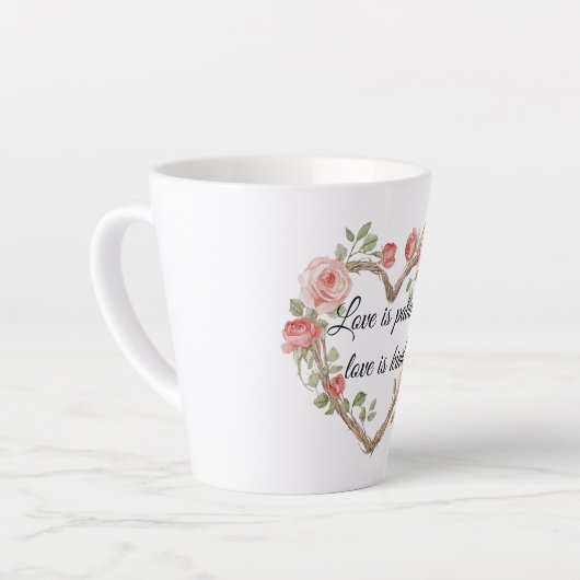 Blush Romantisch Roos Bloemen Hart Liefde Latte Mok (Linkerhoek)