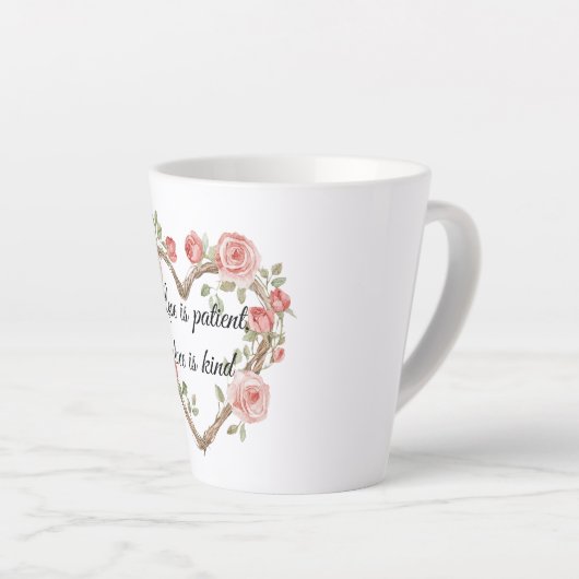 Blush Romantisch Roos Bloemen Hart Liefde Latte Mok (Rechterhoek)