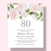 Blush-Roos | 80e Budget Verjaardag Uitnodiging