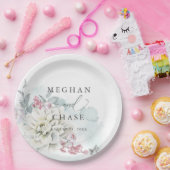 Blush Roos Alabaster Garden Floral Weddenschap Papieren Bordje (Feest)