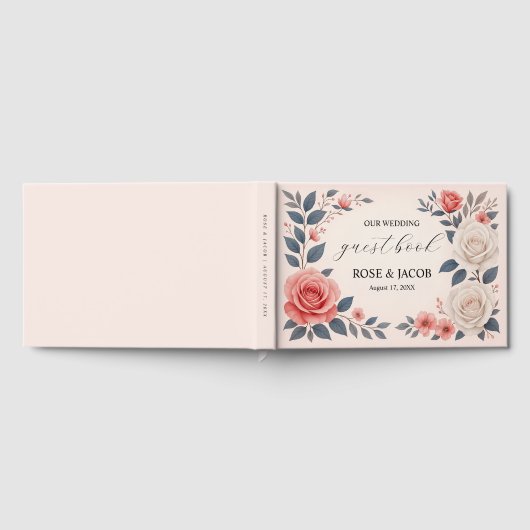 Blush Roos Bloemen bruiloft gastenboek (Volledig)