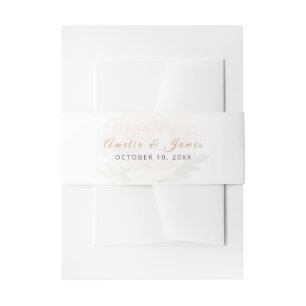 Blush Roos Bloemen Huwelijksuitnodiging Belly Band Uitnodigingen Wikkel