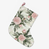 Blush Roos Bloemen Kerst Grote Kerstsok (Voorkant (Hangend))