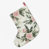 Blush Roos Bloemen Kerst Grote Kerstsok (Achterkant (Hangend))