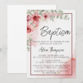 Blush Roos Bloemen Waterverf Doopfeest Kaart (Voorkant / Achterkant)