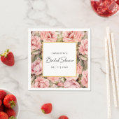 Blush Roos Bloemen Waterverf Vrijgezellenfeest Servet (Insitu)