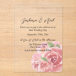 Blush Roos botanisch Acryl Uitnodigingen