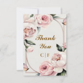Blush Roos Custom Wedding Bedankt Card (Voorkant)
