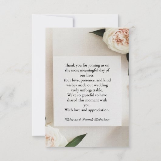 Blush Roos Custom Wedding Bedankt Card (Achterkant)