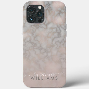 Blush Roos en grijze gemarmerde elegantie iPhone 13 Pro Max Hoesje