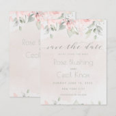 Blush Roos Eucalyptus Greenery Save the Date Kaart (Voorkant / Achterkant)