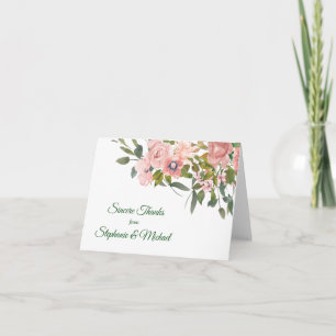 Blush Roos Floral Weddenschap Hartelijk dank Bedankkaart