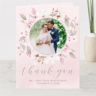 Blush Roos Floral Wreath Weddenschap Foto bedankt