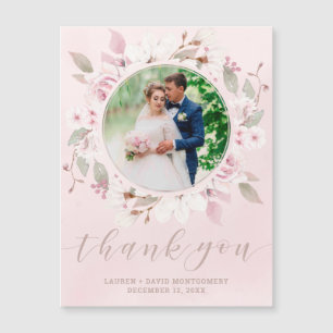 Blush Roos Floral Wreath Weddenschap Foto bedankt