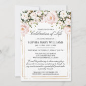 Blush Roos Flowers begrafenisviering van het leven Kaart (Voorkant)