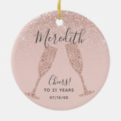 Blush Roos Gold 21st geboortedag met geboortedatum Keramisch Ornament (Achterkant)