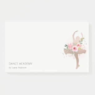 Blush Roos Gold Floral Dancer Academy Logo Post-it® Notes