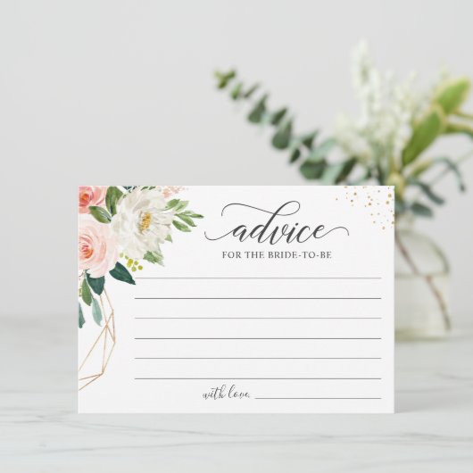 Blush Roos Gold Floral Elegant Words of Advieskaart (Staand voorkant)