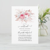 Blush & Roos Gold Floral en Lace Virtual Wedding Kaart (Staand voorkant)