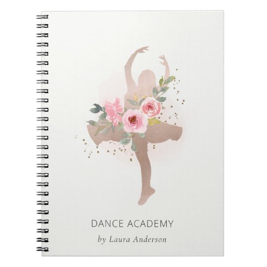 Blush Roos Gold Floral Girl Dancer Academy Notitieboek (Voorkant)