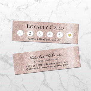 Blush Roos Gold Glitter 6 Punch Customer Klantenkaartje
