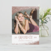 Blush & Roos Gold Glitter Brusscript Afstuderen Kaart (Staand voorkant)