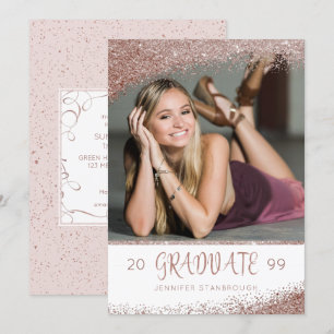 Blush & Roos Gold Glitter Brusscript Afstuderen Kaart