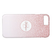 Blush Roos Gold Glitter Monogram Case-Mate iPhone Case (Achterkant (Horizontaal))