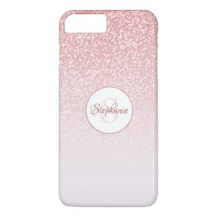Blush Roos Gold Glitter Monogram iPhone 8 Plus / 7 Plus Hoesje