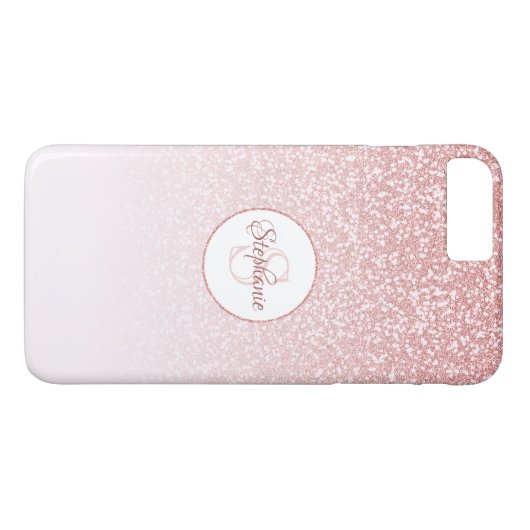 Blush Roos Gold Glitter Monogram Case-Mate iPhone Case (Achterkant (Horizontaal))